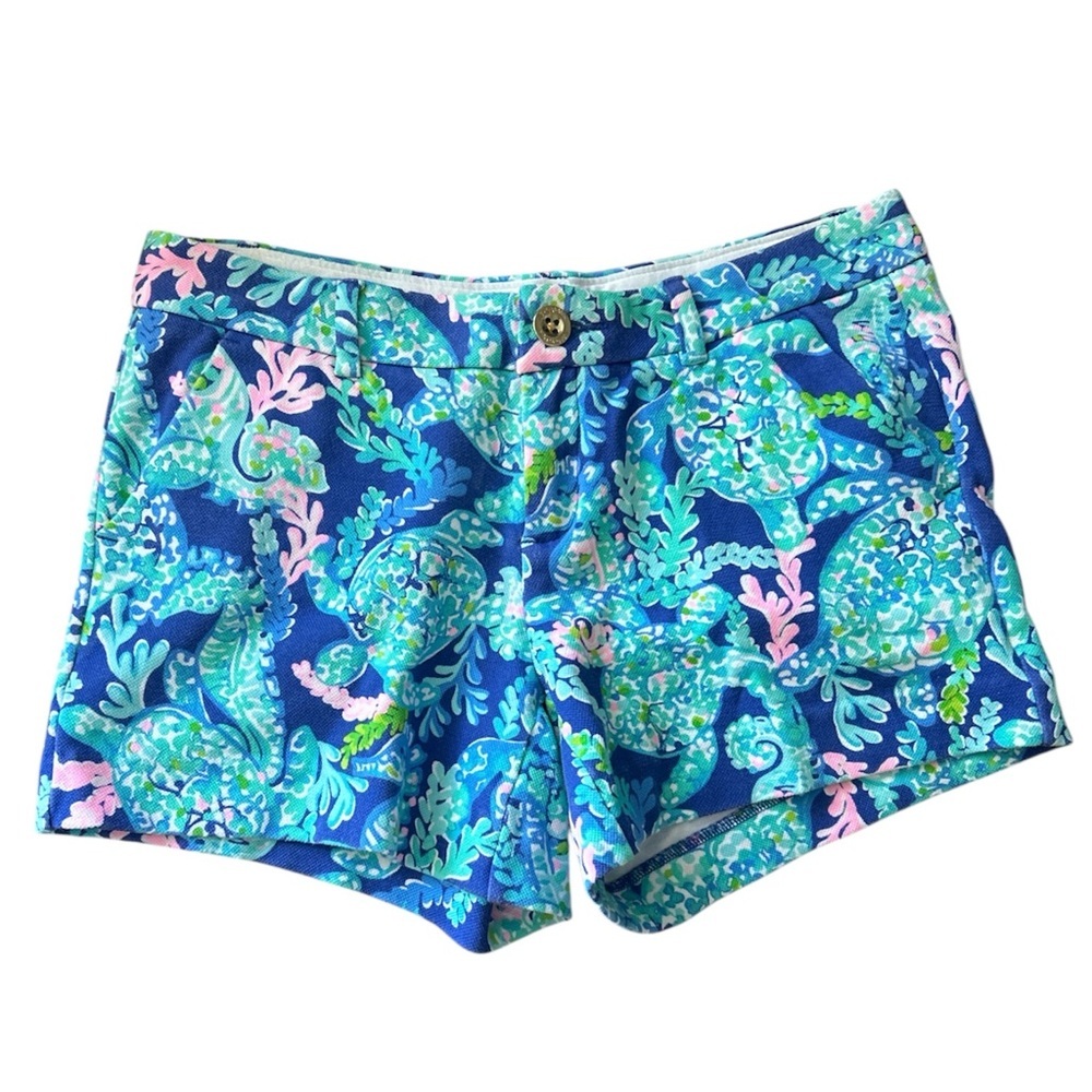 Lilly Pulitzer Callahan Knit Shorts Corsica Blue Turtle Villa
